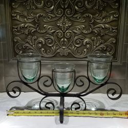 Scroll Iron Holder with Glass Inserts