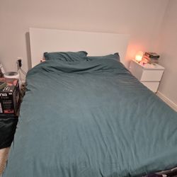 IKEA MALM
High bed frame/2 storage boxes, white/Luröy, Queen