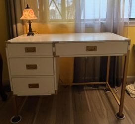 Gold and white desk