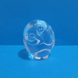 Vintage Steuben Crystal Owl Designed Hand Cooler - No Original Box.