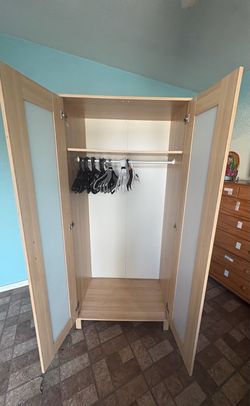 Two-Door Wardrobe with Hanging Rod