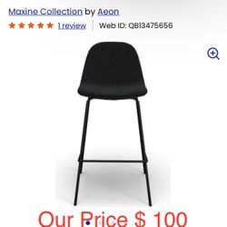 Counter Stools Set of 2 In Black Boucle - Maxine Collection