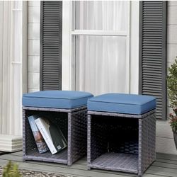 2 Pieces Outdoor Patio Ottoman