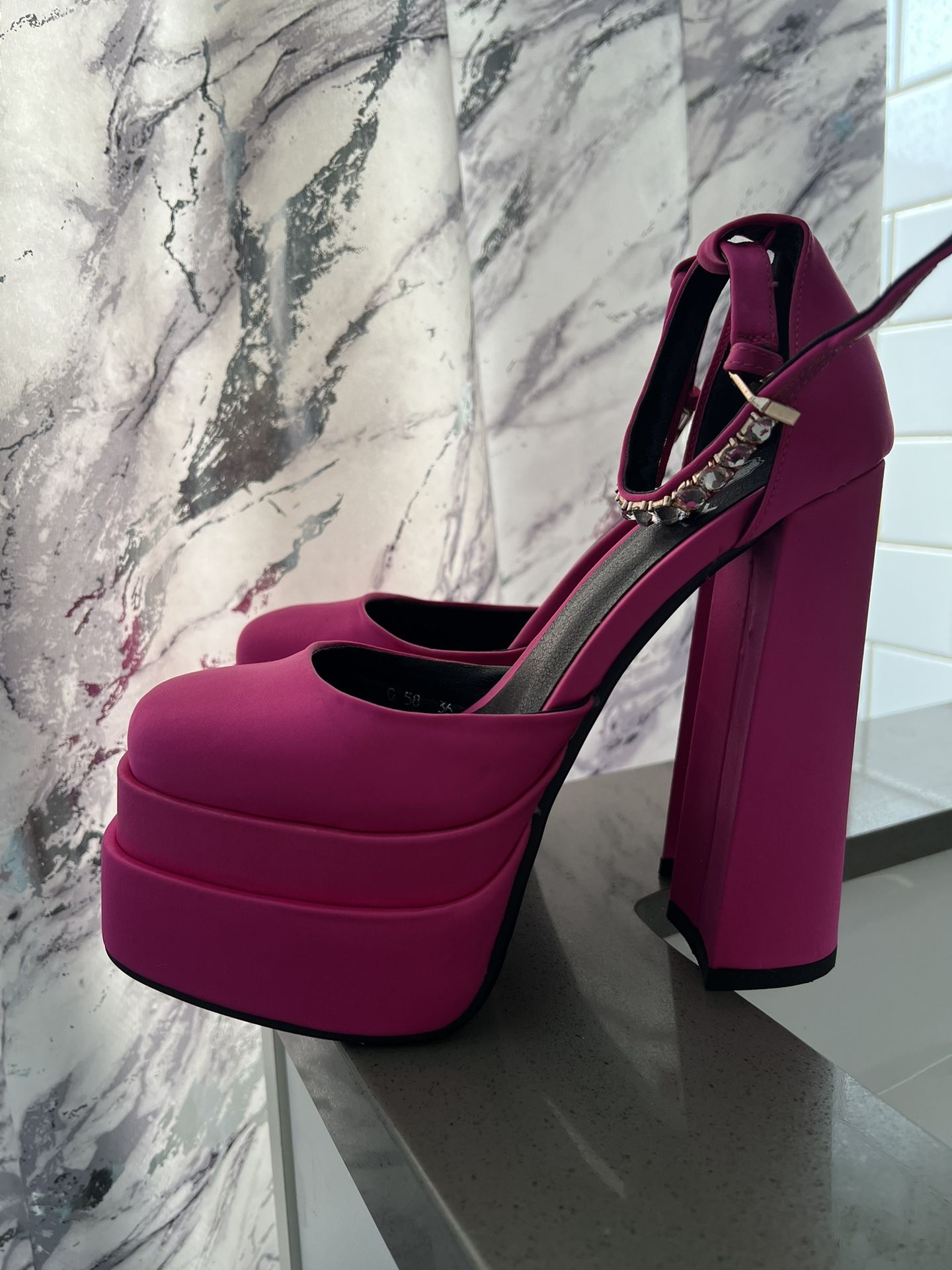 Pink Chunky Heel - Versace Dupe