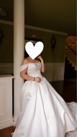 Wedding dress and lace veil
