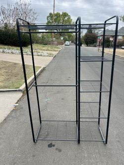Black Metal Clothing Rack w Shelves