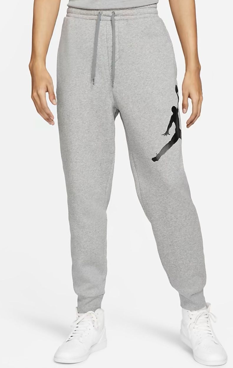 Nike Air Jordan Jumpman Logo Fleece Joggers Mens L Grey