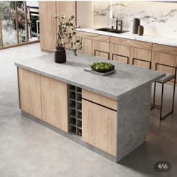 Kitchen Island w/ Wine Rack & Storage