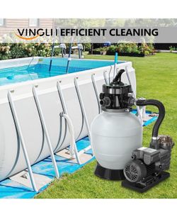 (24H Timer) 12 in Sand Filter Pump with Filter Balls, 1585 GPH 1/2 HP High Efficiency Pool Pump with 7-Way Valve for Above Ground Swimming Pools Up to