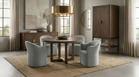 Brand New Mid-Century Modern Walnut 5pc Dining Table Set