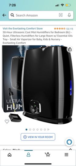 50-Hour Ultrasonic Cool Mist Humidifiers for Bedroom (6L) Quiet, Filterless Humidifiers for Large Room w/ Essential Oils Tray - Small Air Vaporizer fo