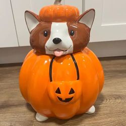 Corgi Halloween Cookie Jar