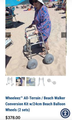 Beach/ all terrain wheel conversion kit for walker