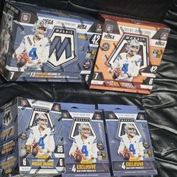 2025 Mosaic Football 2 Mega Box! 1 Blaster Box! 2 Hanger Box! 5 Box Lot! New Sealed! Stained Glass!?