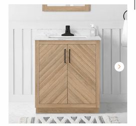 Huckleberry 30 in. Single Sink Freestanding Weathered Tan Bath Vanity with White Engineered Marble Top (Assembled)