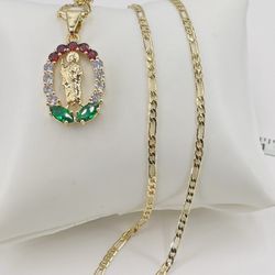 gold plated San Judas Tadeo Y Cadena Oró Laminado 