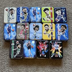 NBA Basketball and Football Tins Empty Display