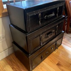 Antique Leather Luggage Drawer Set