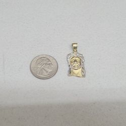 10K Two Tone Gold Jesus Christ Face Charm