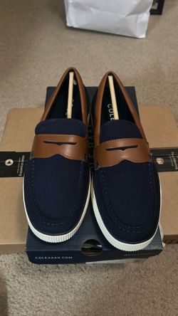 Cole Haan Navy Blue Penny Loafers