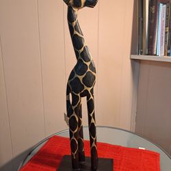 Zeckos Hand-Carved 20"-Inch Tall Hand-Stained Brown Wood Giraffe 