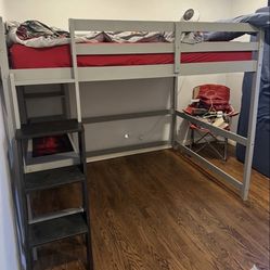 Wood Full-size Loft Bed With Desk
