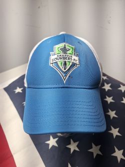 Adidas Seattle Sounders FC Trucker Hat Cap Snapback Blue White Mesh MLS
