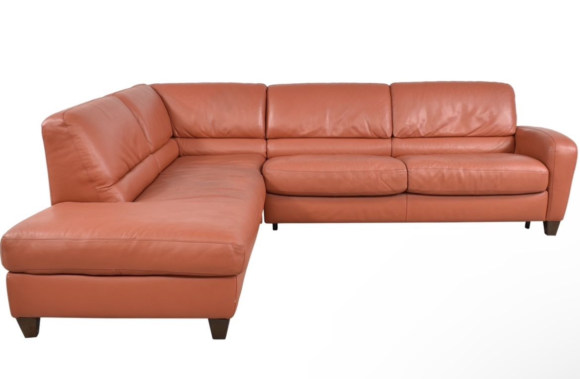 "Itlasofa" Terracotta Leather couch/sectional with queen size sofa sleeper