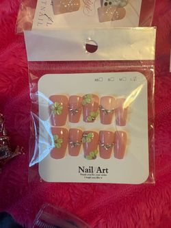 Press on nails and bag charms