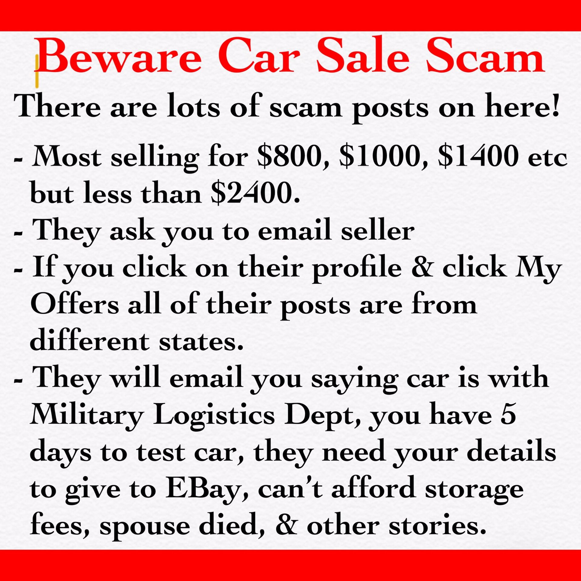 SCAM - CAR SALE - SCAM