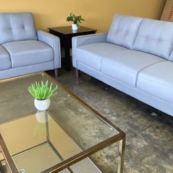 Mid Century Modern Sofa Set Light Gray
