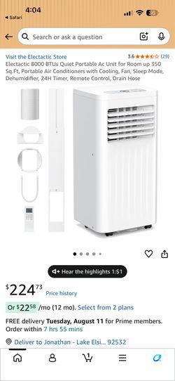 Portable AC/dehumidifier 8000BTU