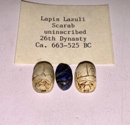 Estate Find Lapis Lazuli Scarab & 2 Carved Stone Egyptian Style Scarabs