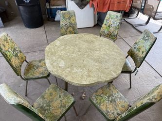 Vintage Mid-Century Modern Laminate Dining Table and 6 Chairs
