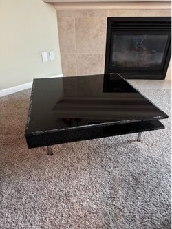 IKEA Black Coffee Table with Storage Shelf