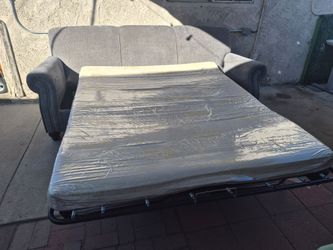 Gray Fabric Sleeper Sofa with Pull-Out Bed