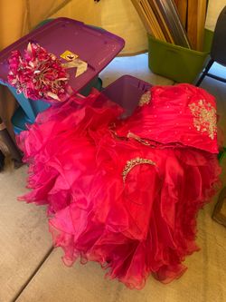 XV ANOS VESTIDO ROSA FUISHA SIZE 12 hasta 18 CORSETT