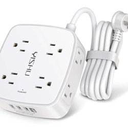 6 Ft Extension Cord, Plug Surge Protector Power Strip, 3-Sided Outlet Extender, 8 AC Outlets and 4 USB Ports(1 USB C) for 