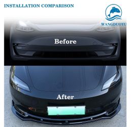 Front Bumper Lip Spoiler For 2024-2026 Tesla Model 3 Highland (Glossy Black)