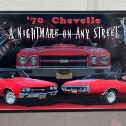 70 CHEVELLE A NIGHTMARE ON ANY STREET METAL TIN SIGN 