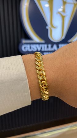 Miami Cuban Link Bracelet 10MM 7.5” Gold Over Silver