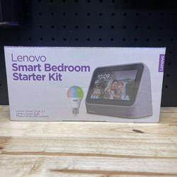Lenovo Smart Clock+Smart Bulb Kit. Alexa/Google/Bluetooth/Charger