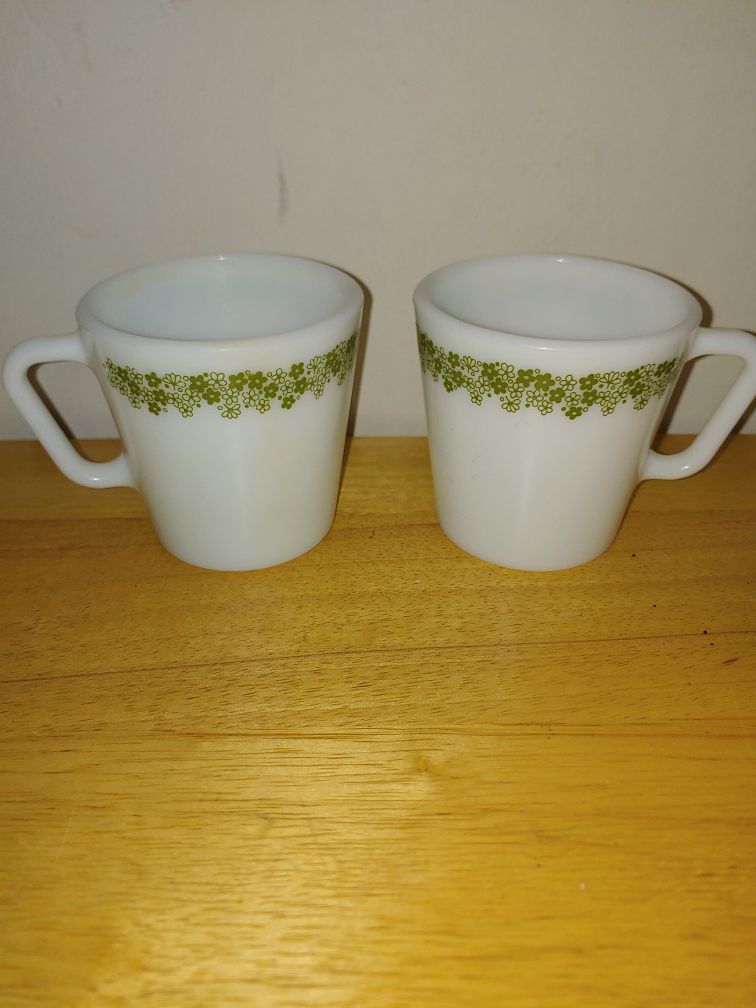 Pyrex Cups Milk Glass Coffee Daisey Mugs Flower