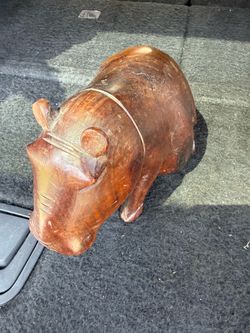 Fun old time wood carved hippo