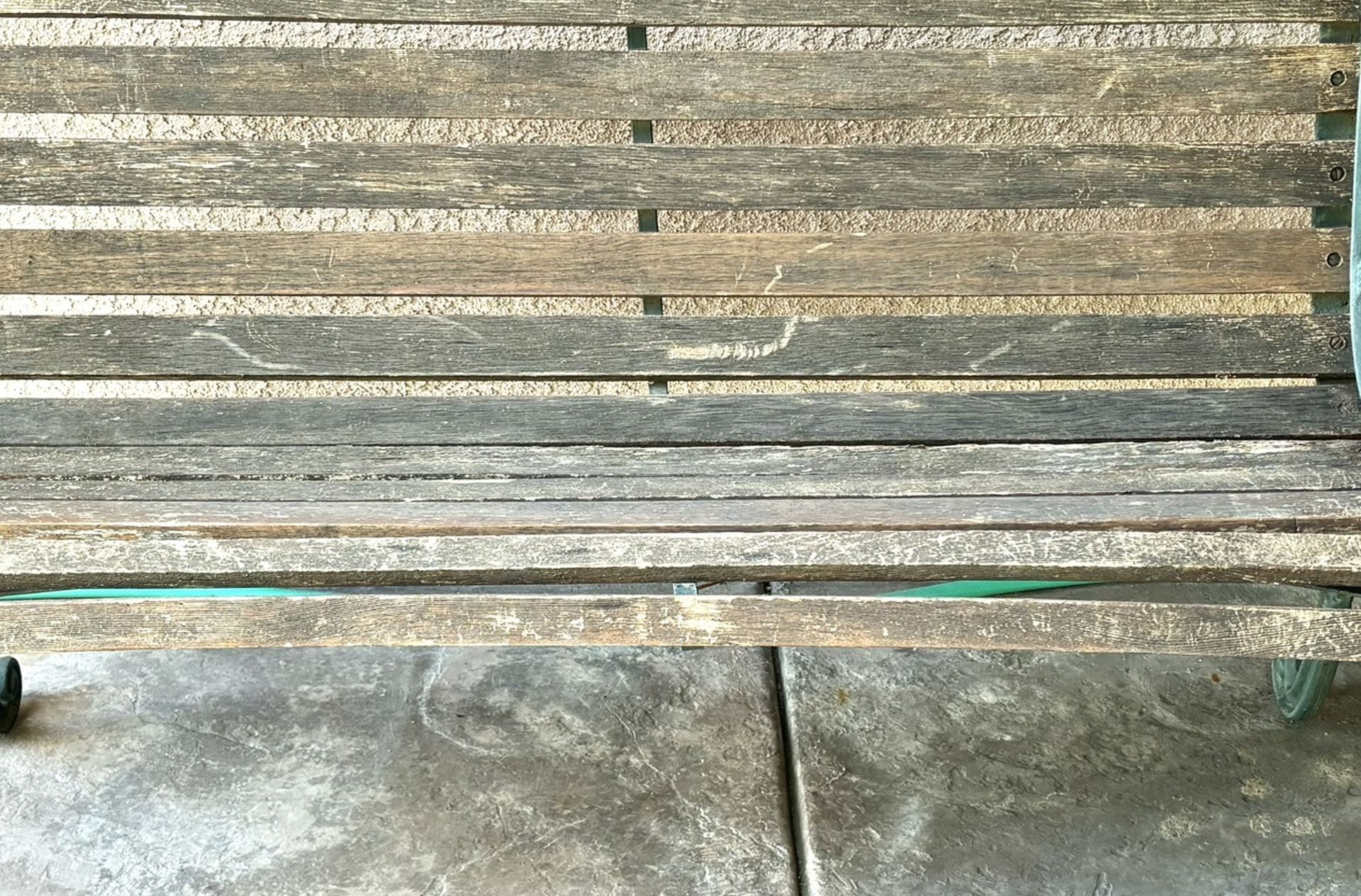 Vintage Cast Iron Lion Heads Wood Slats Garden Outdoor Bench