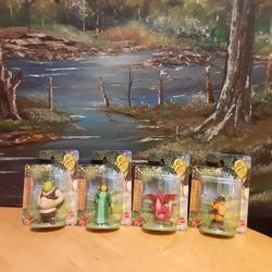 DreamWorks Micro Collection toy figures or Cake Topper Shrek Fiona Dragon & Puss In Boots set of 4 $10