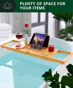 ROYAL CRAFT WOOD Premium Foldable Bathtub Caddy Tray - Brand New