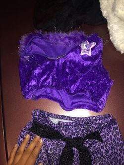 Purple mini top and purple cheetah print pants costume