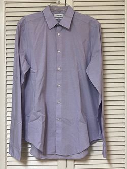 Calvin Klein Purple Steel Plus Slim Fit Stretch Non Iron Shirt Size 16 36/37 EUCq