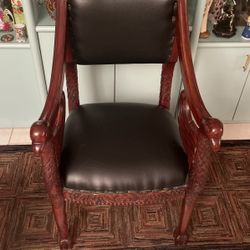 Mahogany Leather Eagle Chair -(Price Is Negotiable) 